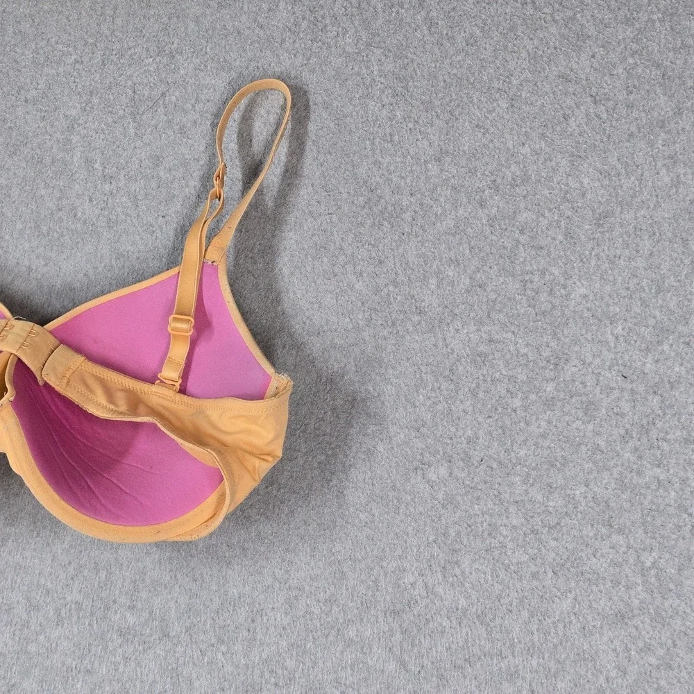Victoria's Secret PINK Women Bra 34C Beige Push Up Underwired Rhinestone READ